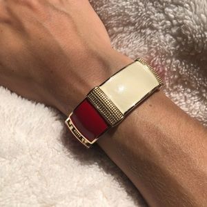 Red and Gold Hinged Cuff Bracelet